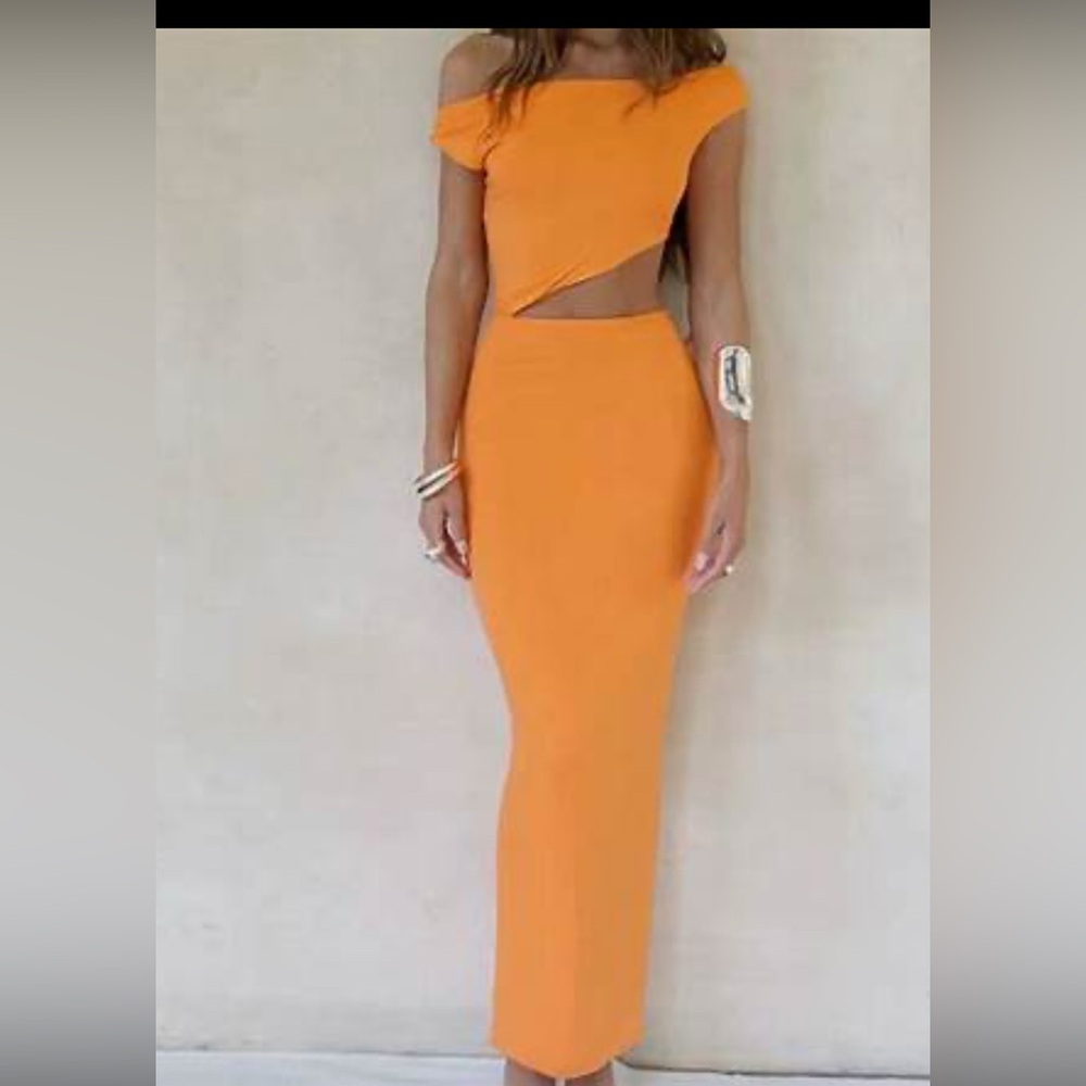 Bayse Asymmetrical Orange Dress